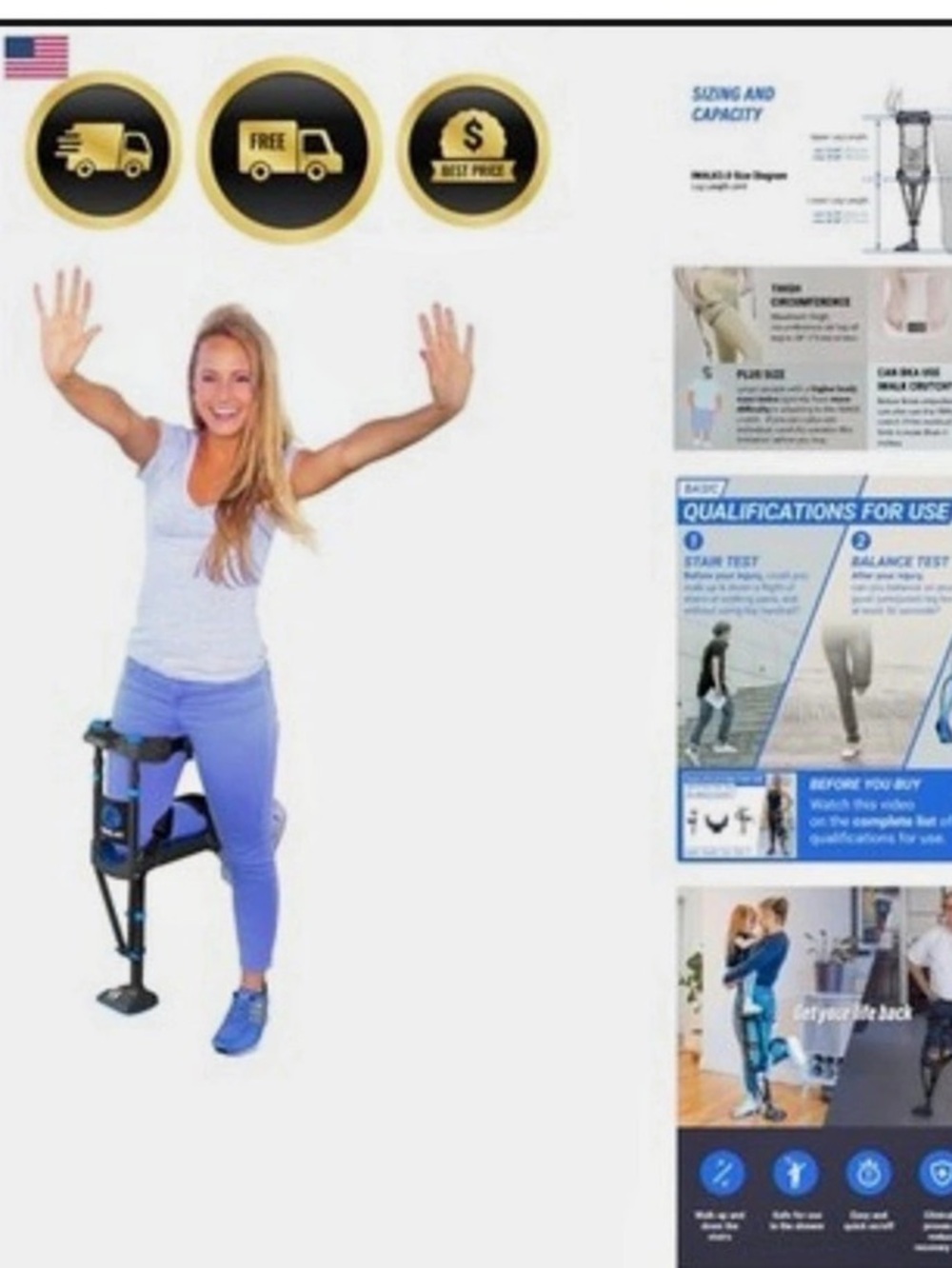 iWALK 3.0 Hands-Free Knee Crutch Alternative